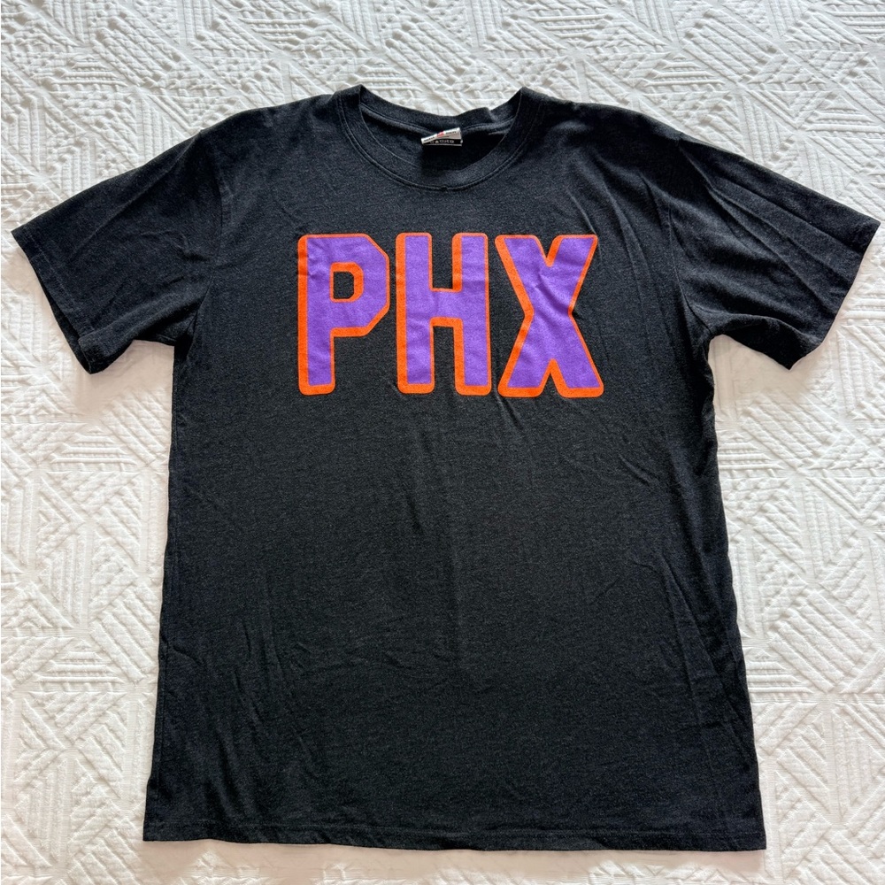 Phoenix Suns PHX Black T-Shirt with Purple & Orange Trim